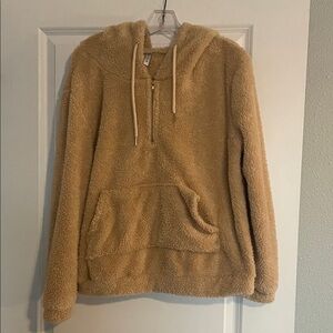 Cozy Tan Sherpa Hoodie Size L